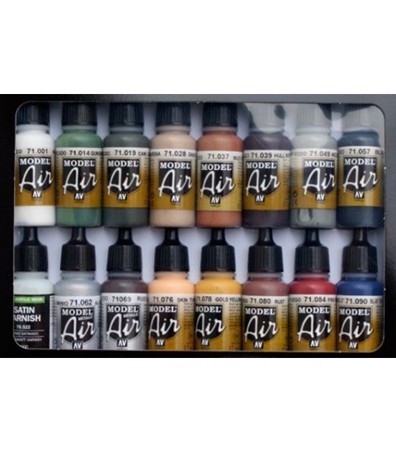 Set Vallejo Model Air 16 u. (17 ml.) Colores Ferroviarios.