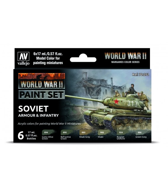 Set Vallejo Model Color 6 u. (17 ml.) WWII Soviet Armour & Infantry