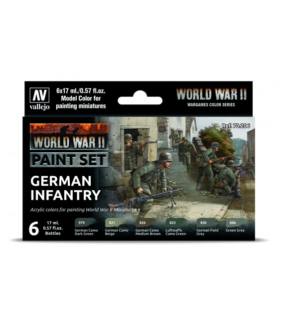 Set Vallejo Model Color 6 u. (17 ml.) German Infantry Wargames Color