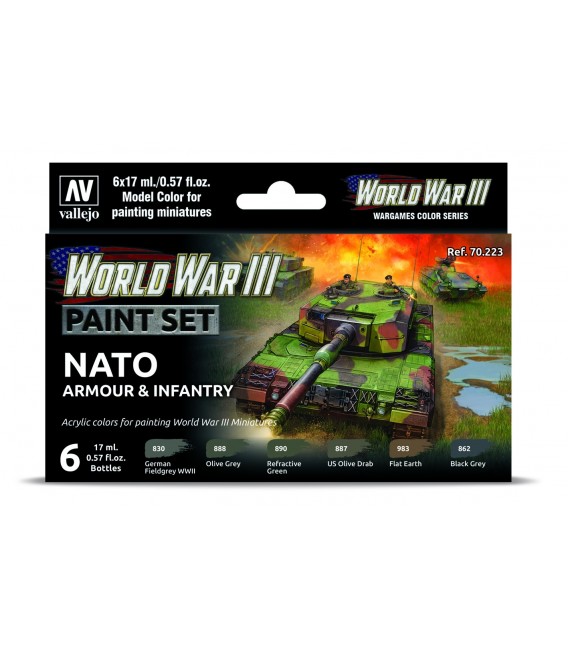 Set Vallejo Model Color 6 u. (17 ml.) WWIII NATO Armour & Infantry Wargames Color Series