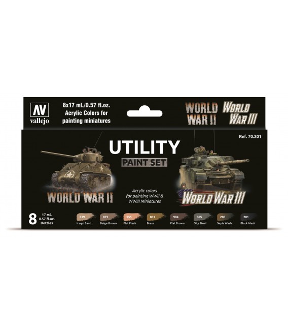 Set Vallejo Model Color 8 u. (17 ml.) Utility Paint Set WWII & WWIII