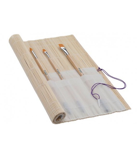 Natte porte-pinceaux en bambou 40 x 40 cm