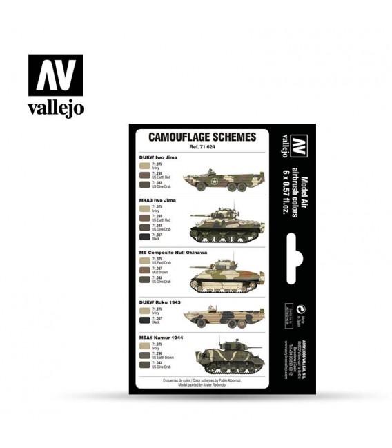 Set Vallejo Model Air 6 u. (17 ml.) WWII USMC Colors Sand Patterns 1942-1945