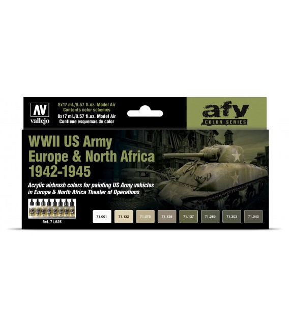 Set Vallejo Model Air 8 u. (17 ml.) WWII US Army Europe & North Africa 1942-1945
