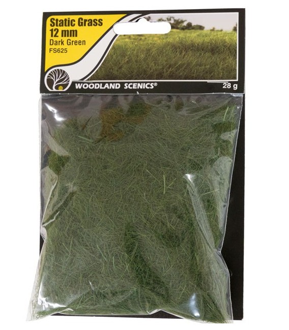 12 mm Static Grass Dark Green - Verde Oscuro - FS625 Woodland Scenics.