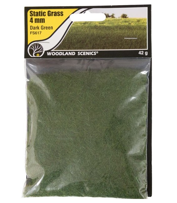4 mm Static Grass Dark Green - Verde Escuro - FS617 Woodland Scenics.