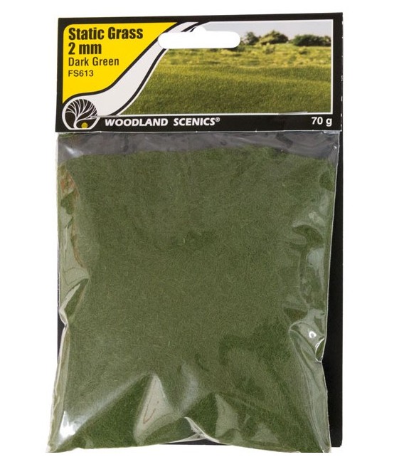 2 mm Static Grass Dark Green - Verde Fosc - FS613 Woodland Scenics.