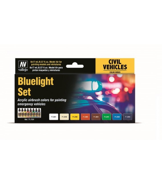 Set Vallejo Model Air 8 u. (17 ml.) Bluelight Set Vehicles Emergència.