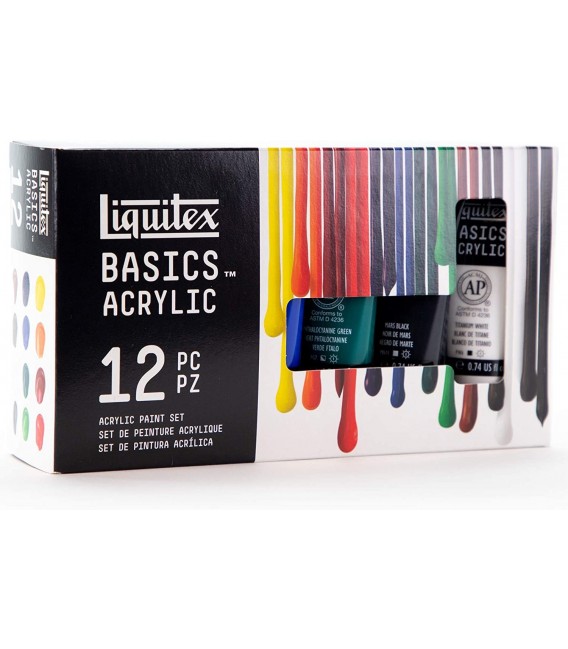 Set pintura acrilica Liquitex Basics 12 tubs