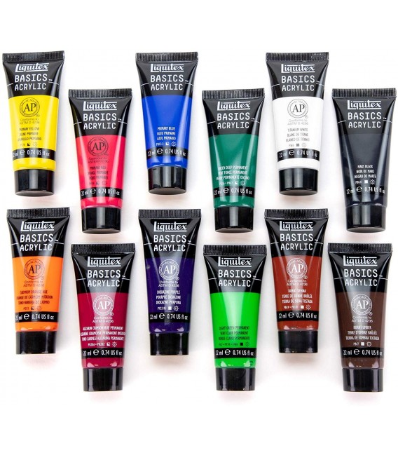 Set pintura acrilica Liquitex Basics 12 tubs