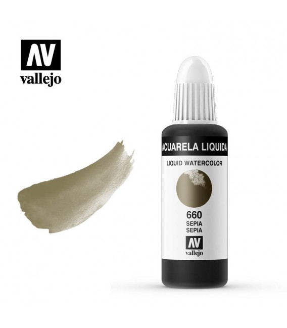 660 Sepia liquid water colour Vallejo 32 ml.