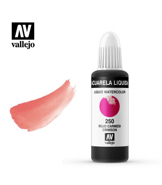 250 Rojo carmesi acuarela liquida Vallejo 32 ml.