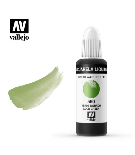 560 Verde dorado acuarela liquida Vallejo 32 ml.
