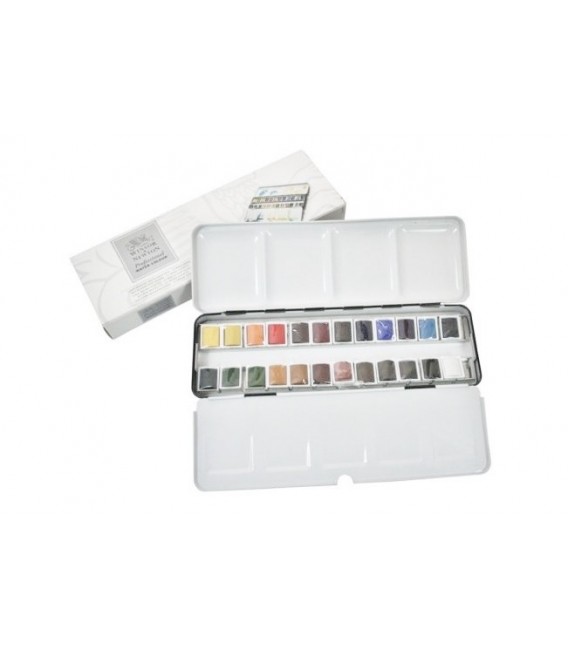 Scatola acquerelli metallo Winsor and Newton Professional 24 1/2 godet