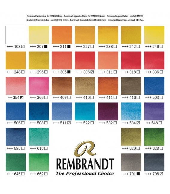 Watercolor metal set Rembrandt de luxe set 36 pans