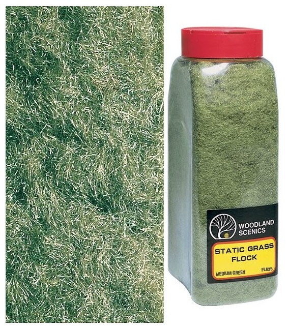 Flocage Vert Moyen - Flock Medium Green - FL635 Woodland Scenics 945 cm3.