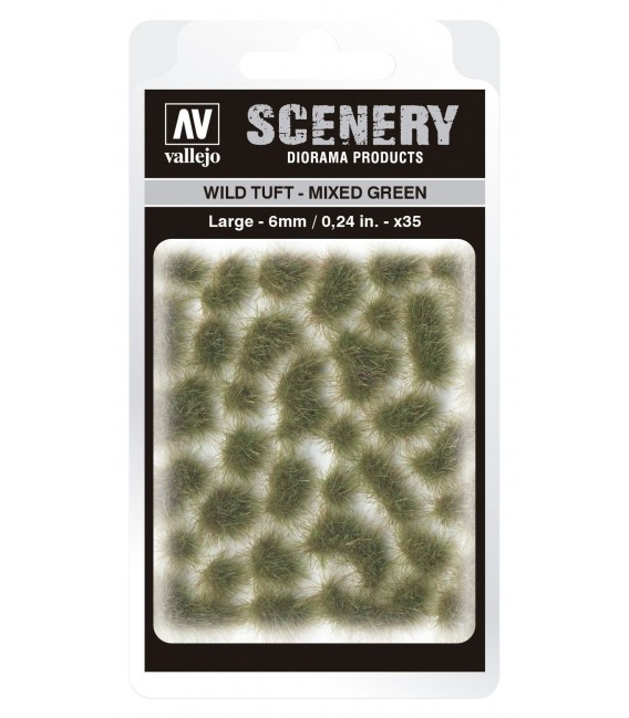 SC416 Mixed Green Wild Tuft Large 6 mm Vallejo Scenery