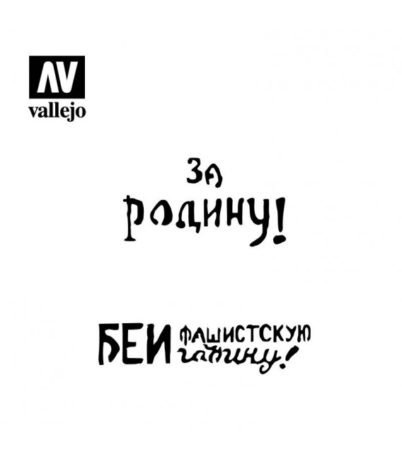 ST-AFV005 Slogans sovietiques WWII No. 2 Vallejo Hobby Stencils 125 X 125 mm.