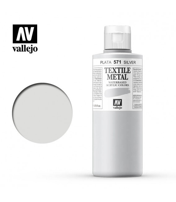 571 Silver metallic Textile Color Vallejo 200 ml.