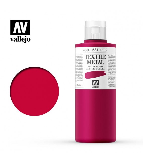 531 Vermell metàl.lic Textile Color Vallejo 200 ml.