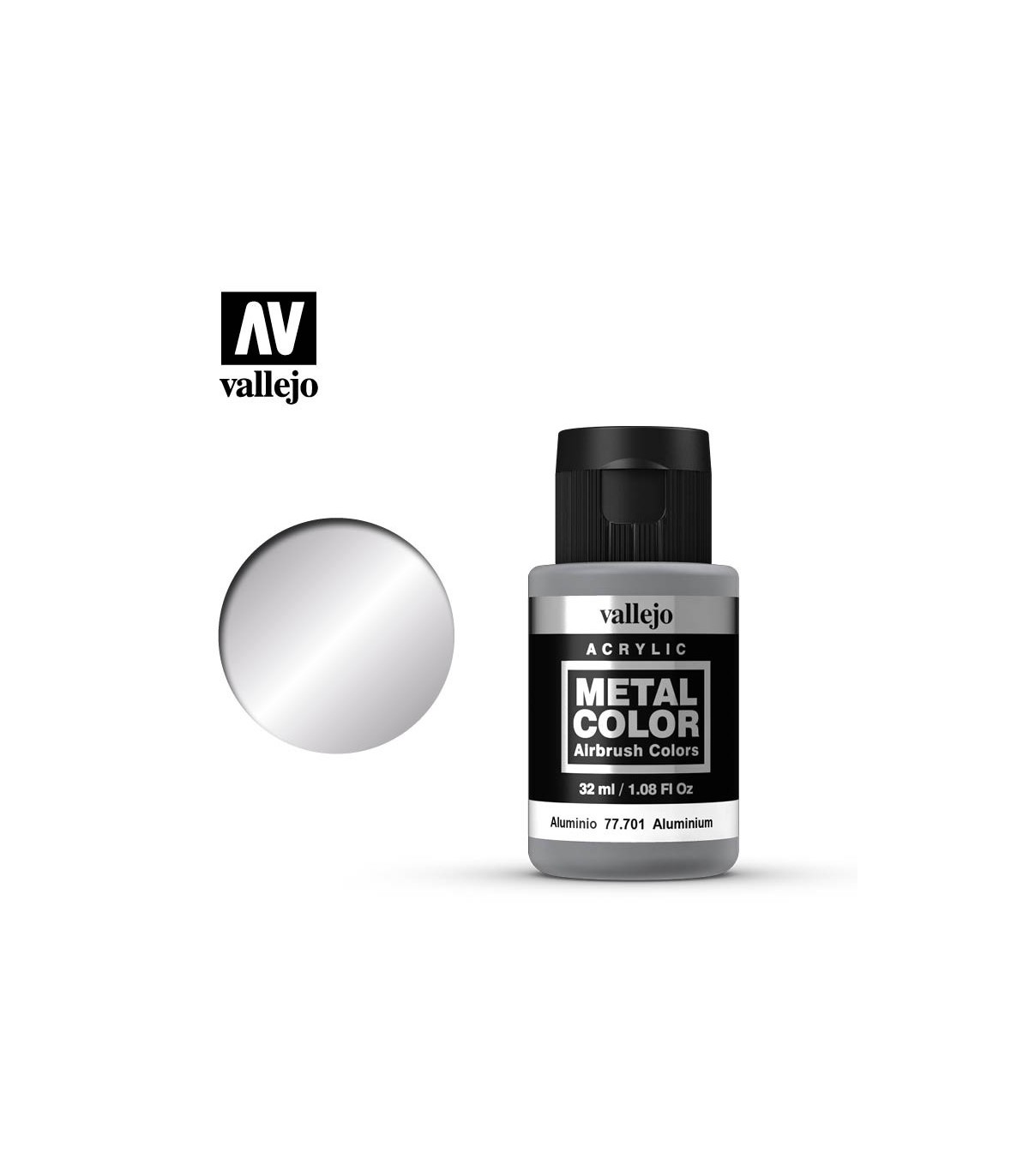 Vallejo Metal Color Farbe – Aluminium (77701), 32 Ml, Wasserbasiert & Airbrushfertig Für Modellbau