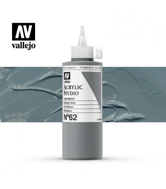 46) Acrilico Vallejo Studio 200 ml. 62 Medium Grey