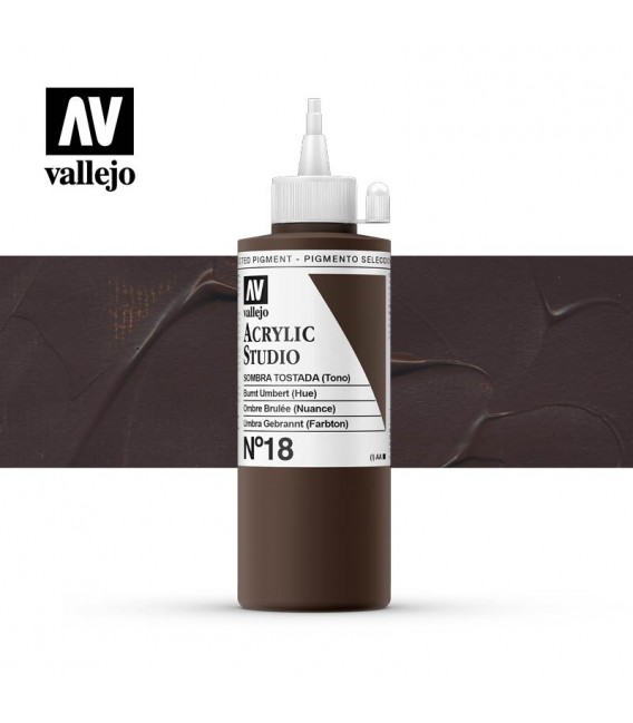 44) Acrilico Vallejo Studio 200 ml. 18 Burnt Umber (Hue)