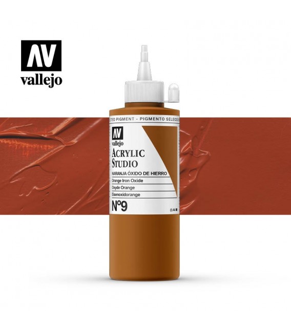 39) Acrylic Vallejo Studio 200 ml. 9 Mars Orange