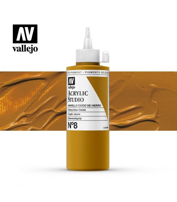 38) Acrilico Vallejo Studio 200 ml. 8 Amarillo Oxido de Hier