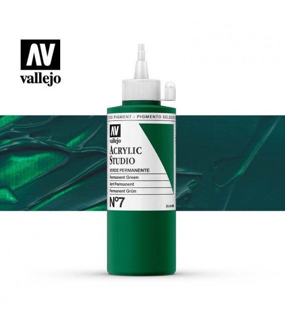 32) Acrilico Vallejo Studio 200 ml. 7 Permanent Green