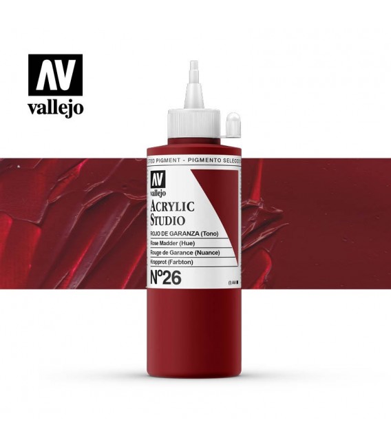 16) Acrylique Vallejo Studio 200 ml. 26 Rouge de Garance (Nu