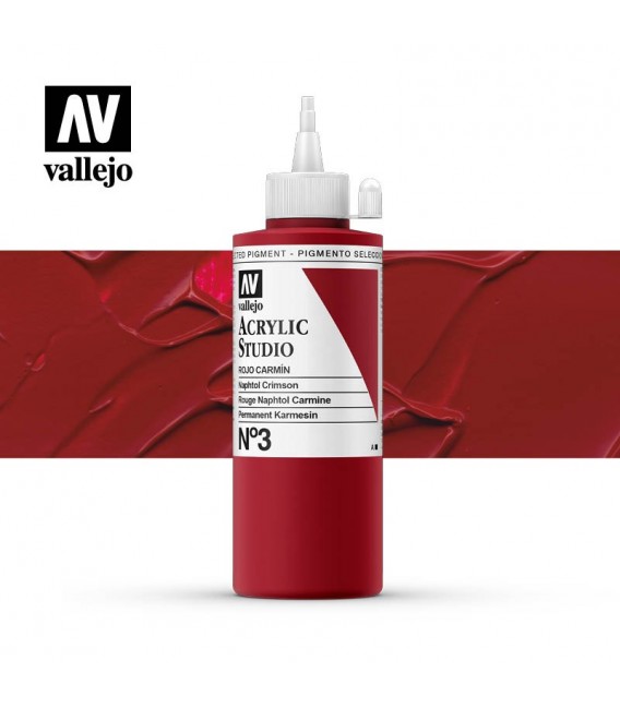 15) Acrylique Vallejo Studio 200 ml. 3 Crimson Rouge Naphtol