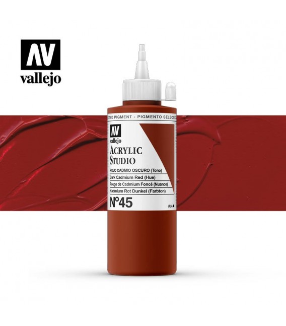 14) Acrilic Vallejo Studio 200 ml. 45 Vermell de Cadmi Fosc