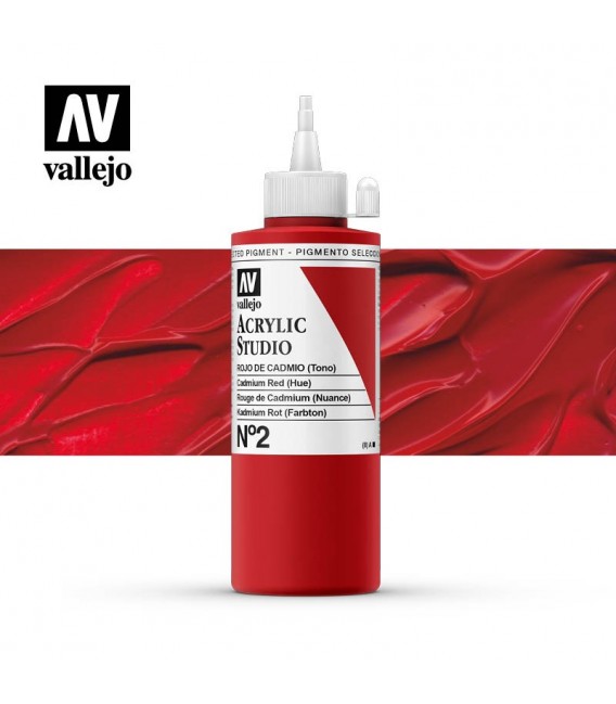 13) Acrilico Vallejo Studio 200 ml. 2 Rojo de Cadmio (Tono)
