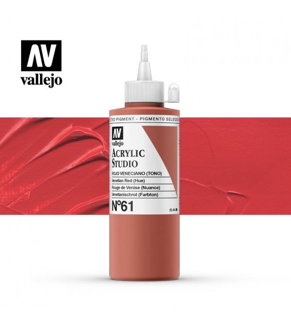 12) Acrilic Vallejo Studio 200 ml. 61 Vermell Venecià (To)