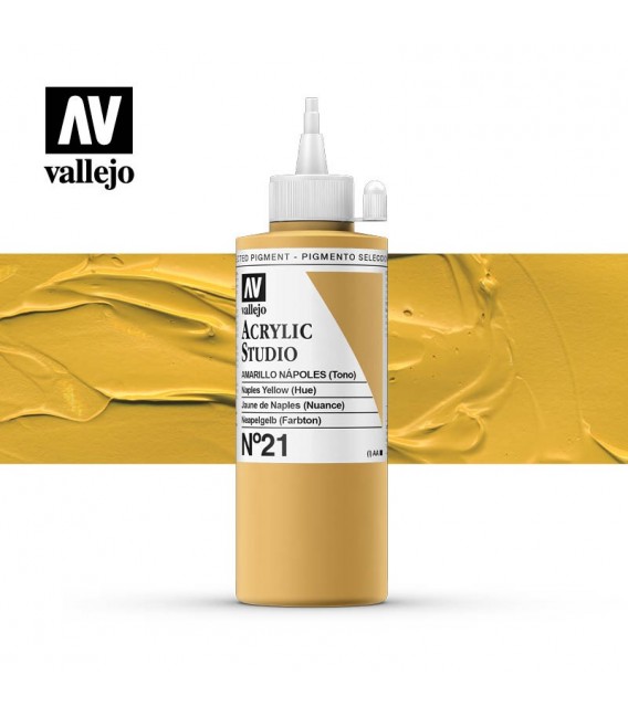 09) Acrilico Vallejo Studio 200 ml. 21 Amarillo Napoles (Ton