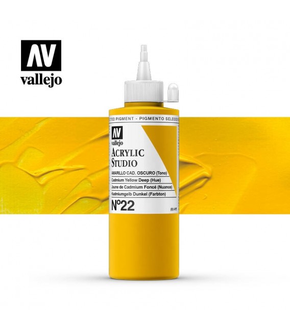 06) Acrilico Vallejo Studio 200 ml. 22 Cadmium Yellow Deep (