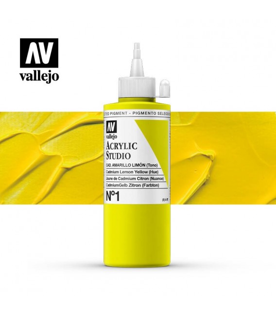 04) Acrylic Vallejo Studio 200 ml. 1 Cadmium Lemon Yellow (H