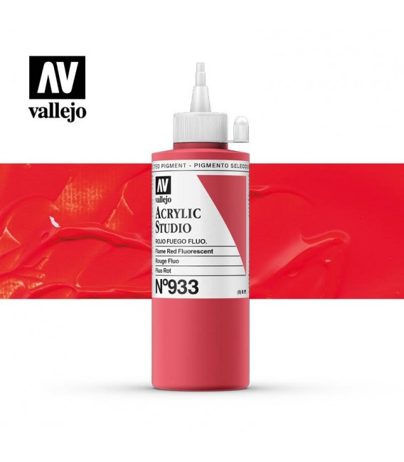 55) Acrylic Vallejo Studio 200 ml. 933 Flame Red Fluorescent