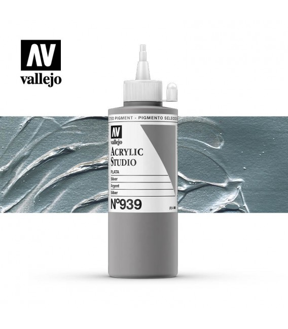 50) Acrilic Vallejo Studio 200 ml. 939 Plata