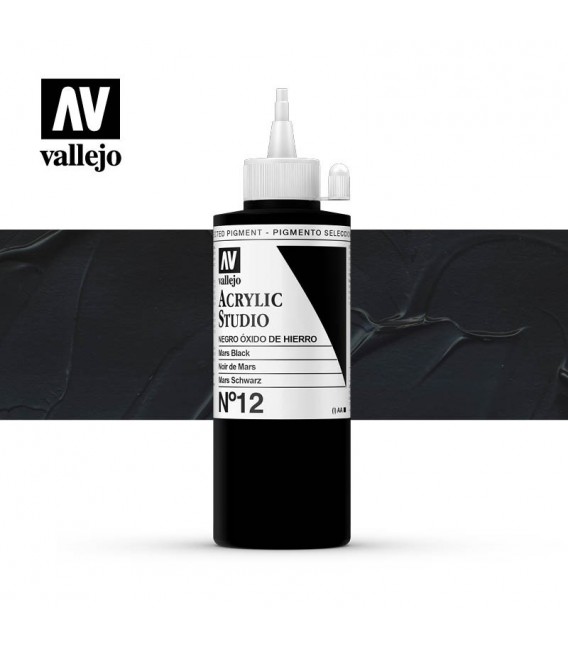 48) Acrilico Vallejo Studio 200 ml. 12 Negro Oxido de Hierro