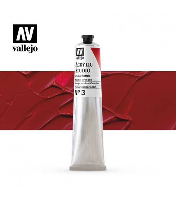 15) Acrylique Vallejo Studio 58 ml. 3 Crimson Rouge Naphtol