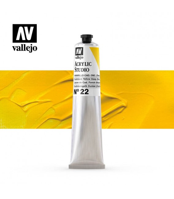06) Acrilic Vallejo Studio 58 ml. 22 Groc Cadmi Fosc (To)