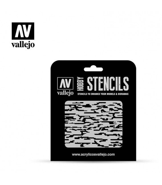 ST-CAM004 Camuflatge Pixelat 1/32  - 1/35  Vallejo Hobby Stencils 125 X 125 mm.