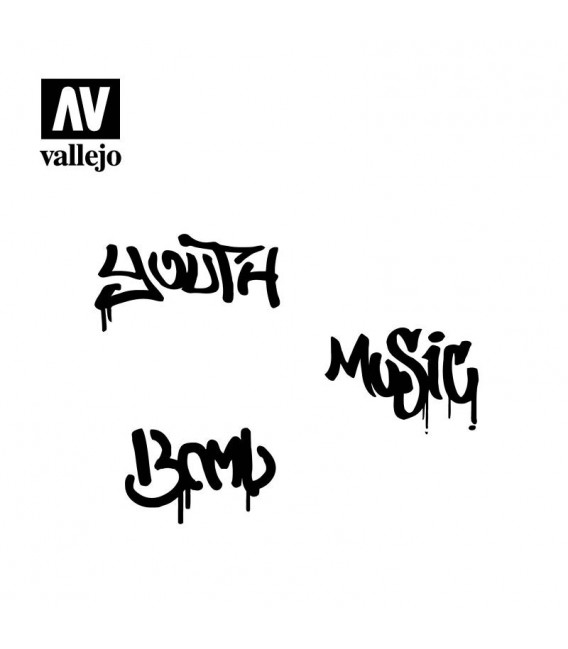 ST-LET003 Graffiti n.1 1/35  Vallejo Hobby Stencils 125 X 125 mm.