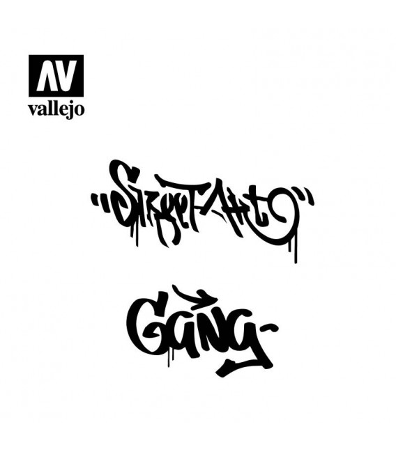 ST-LET004 Graffiti n.2  1/35  Vallejo Hobby Stencils 125 X 125 mm.