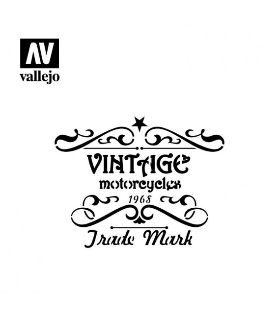 ST-LET005 Segno di Motociclo vintage  1/35  Vallejo Hobby Stencils 125 X 125 mm.