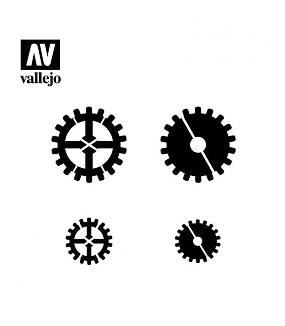 ST-SF001 Gear Markings Vallejo Hobby Stencils 125 X 125 mm.