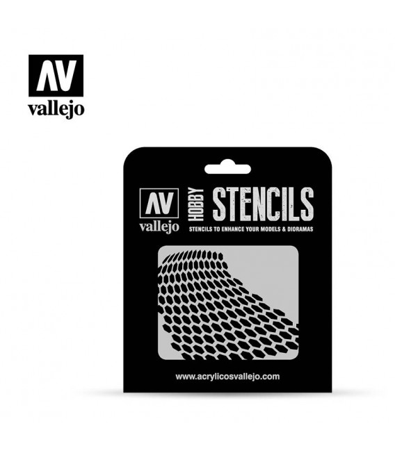 ST-SF003 Distorted Honeycomb Vallejo Hobby Stencils 125 X 125 mm.