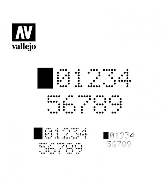 ST-SF004 Numeros digitals Vallejo Hobby Stencils 125 X 125 mm.